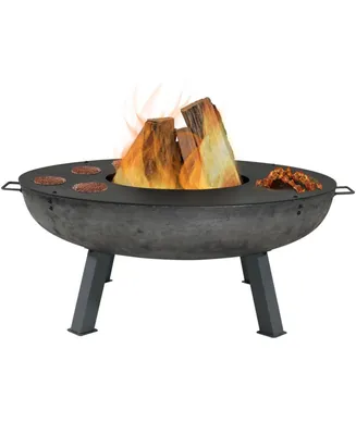 Sunnydaze Decor 40-Inch Cast Iron Fire Pit Bowl with Cooking Ledge - Wood Burning