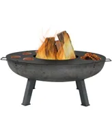 Sunnydaze Decor 40-Inch Cast Iron Fire Pit Bowl with Cooking Ledge - Wood Burning