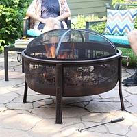 30-Inch Fire Pit with Spark Screen, Water-Resistant Cover, Metal Grate, and Fireplace Poker - Northwoods Fishing
