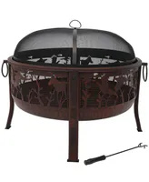 Sunnydaze Decor 30-Inch Outdoor Fire Pit - Round Wood-Burning Backyard and Patio Fire Pit for Outside