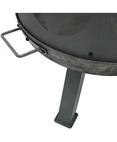 Sunnydaze Decor 26-Inch Cast Iron Retro Fire Pit Bowl with Handles and Spark Screen