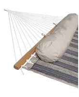 Quilted Double Hammock with 15-Foot Steel Stand - 400-Pound Weight Capacity Black Ocean Isle