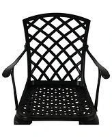 Sunnydaze Decor Cast Aluminum Patio Dining Chairs with Crossweave Design - Set of 2 - Black