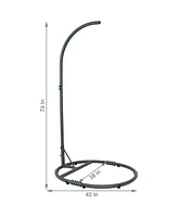 Sunnydaze Decor Steel Egg Chair Stand with Extra-Wide Round Base - Black Powder-Coated Finish - 76 Inches H