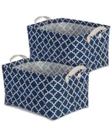 Design Imports Polyethylene Coated Cotton Polyester Laundry Bin Lattice Rectangle Extra Large Set of 2