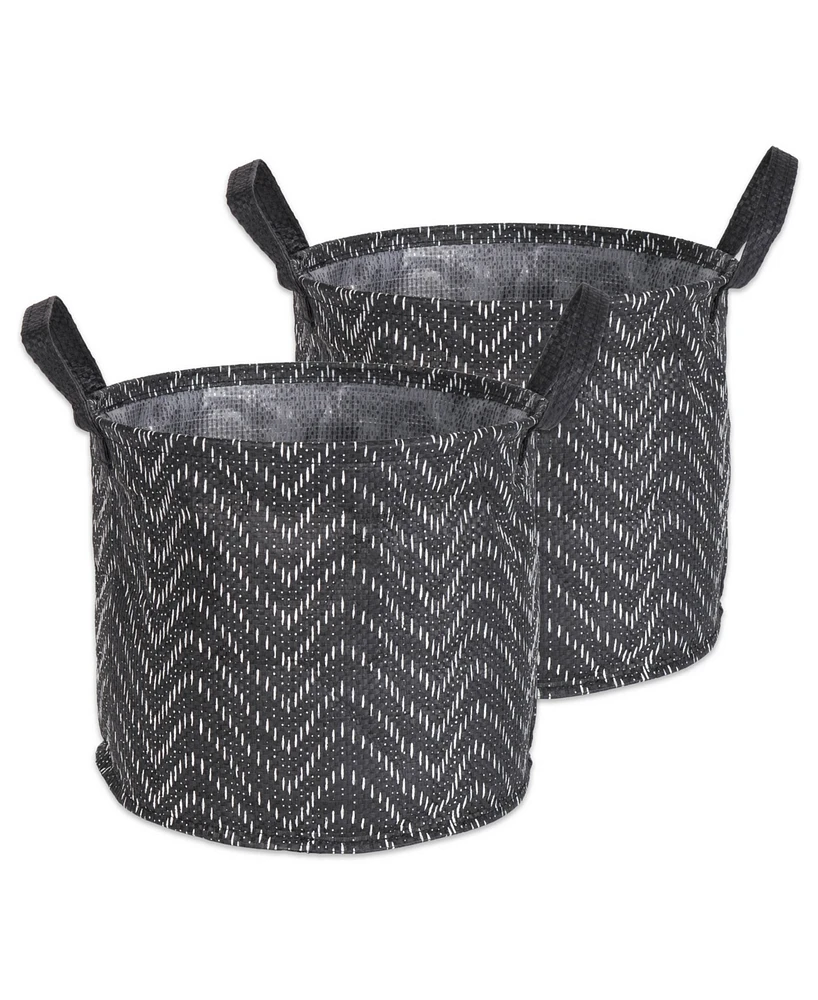 Design Imports Polyethylene Coated Woven Paper Laundry Bin Tribal Chevron Round Large Set of 2