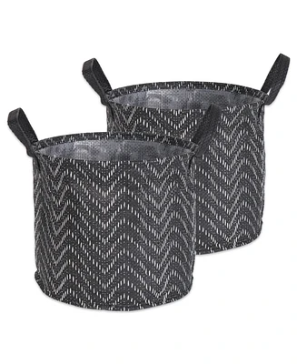 Design Imports Polyethylene Coated Woven Paper Laundry Bin Tribal Chevron Round Large Set of 2