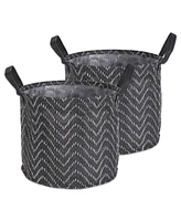 Design Imports Polyethylene Coated Woven Paper Laundry Bin Tribal Chevron Round Large Set of 2