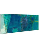 Empire Art Direct Reedy Blue I Iii Frameless Free Floating Tempered Art Glass Abstract Wall Art, 63" x 24" x 0.2"