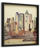Empire Art Direct New York Skyline Abc Dimensional Collage Framed Graphic Art Under Glass Wall Art, 25" x 25" x 1.4"
