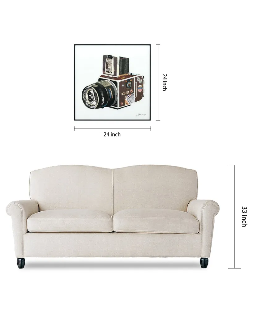 Empire Art Direct Film Projector Camera Reverse Printed Art Glass and Anodized Aluminum Frame Wall Art, 48" x 48" x 1.5"
