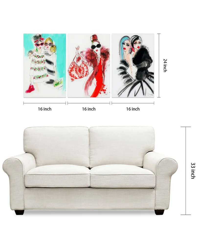 Empire Art Direct Fashion Show 3 Piece Frameless Free Floating Tempered Glass Panel Graphic Wall Art, 24" x 16" x 0.2"