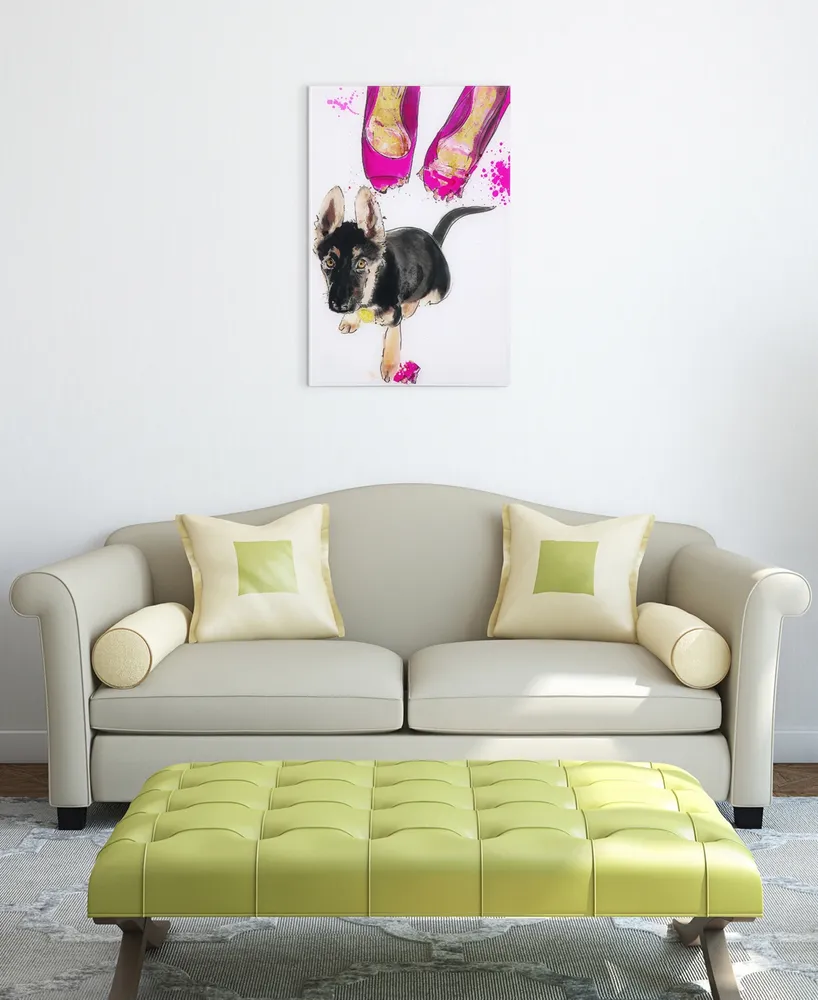 Empire Art Direct Oh Oh Frameless Free Floating Tempered Glass Panel Graphic Dog Wall Art, 24" x 16" x 0.2"