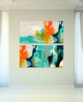 Empire Art Direct Tidal Abstract 1 and 2 Frameless Free Floating Tempered Glass Panel Graphic Wall Art, 48" x 24" x 0.2"