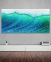 Empire Art Direct Blue Wave Frameless Free Floating Tempered Art Glass Wall Art by Ead Art Coop, 36" x 72" x 0.2"