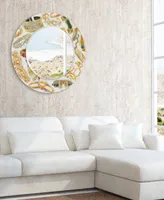 Empire Art Direct Gold Charm Round Beveled Wall Mirror on Free Floating Reverse Printed Tempered Art Glass, 36" x 36" x 0.4"