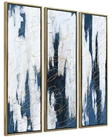 Empire Art Direct Blue Shadows Textured Metallic Hand Painted Wall Art Set by Martin Edwards, 60" x 20" x 1.5"