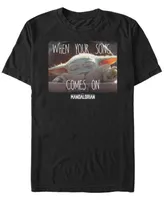 Fifth Sun Men's Star Wars The Mandalorian Child When Your Song Comes on Short Sleeve T-shirt