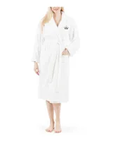 Linum Home Embroidered with Cheetah Crown Terry Bath Robe