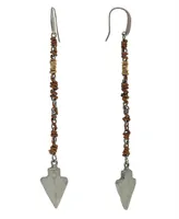 T.r.u. by 1928 Pewter Tone Wrapped Linear Arrowhead Earring with Crystals - Silver