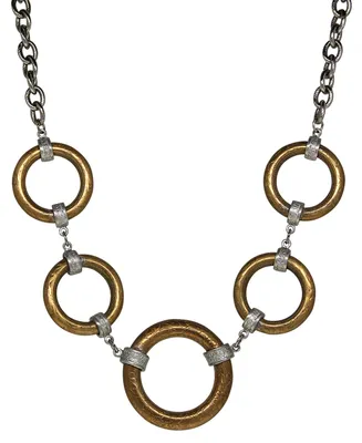 T.r.u. by 1928 Silver Tone Brass Pewter Round Hoop Chain Necklace