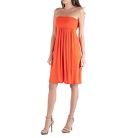 24seven Comfort Apparel Strapless Empire Waist Mini Dress