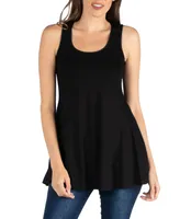 24seven Comfort Apparel Women's Scoop Neck Sleeveless Tunic Top