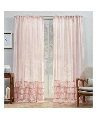 Exclusive Home Curtains Jacinta Bottom Ruffle Sheer Rod Pocket Curtain Panel Pair, 54" x 84", Set of 2