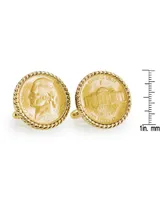 American Coin Treasures Gold-Layered Silver Jefferson Nickel Wartime Nickel Rope Bezel Coin Cuff Links