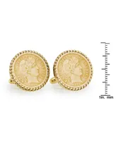 American Coin Treasures Gold-Layered Silver Barber Dime Rope Bezel Coin Cuff Links