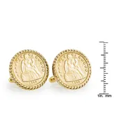 American Coin Treasures Gold-Layered Seated Liberty Silver Dime Rope Bezel Coin Cuff Links