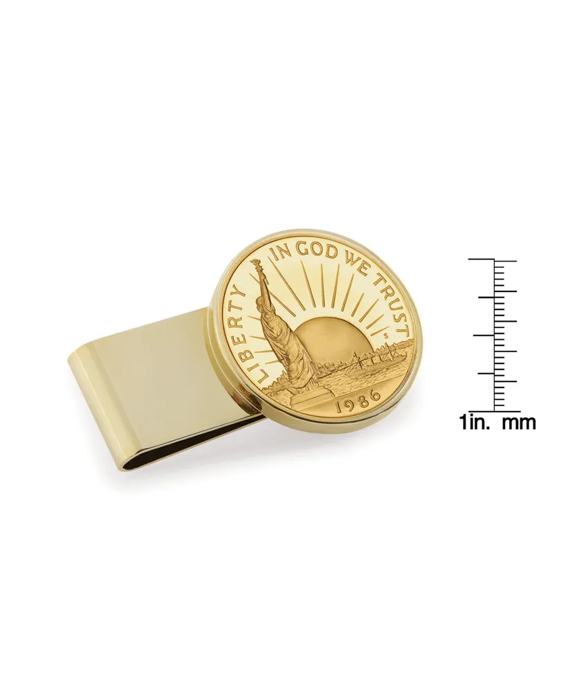 Men's American Coin Treasures Gold-Layered Statue of Liberty Commemorative Half Dollar Stainless Steel Coin Money Clip