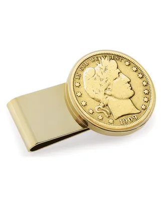 Men's American Coin Treasures Gold-Layered Silver Barber Half Dollar Stainless Steel Coin Money Clip