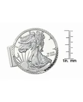 Men's American Coin Treasures Sterling Silver Diamond Cut Coin Money Clip with Proof American Silver Eagle Dollar