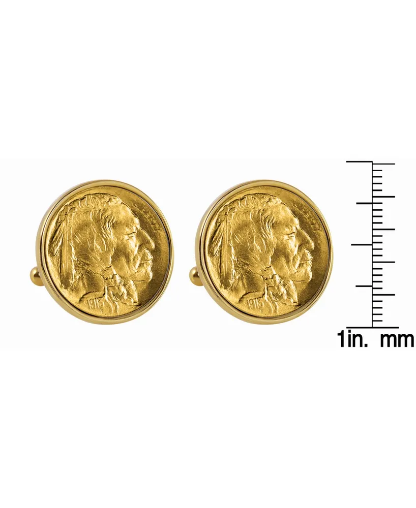 American Coin Treasures Gold-Layered 1913 First-Year-Of-Issue Buffalo Nickel Bezel Coin Cuff Links