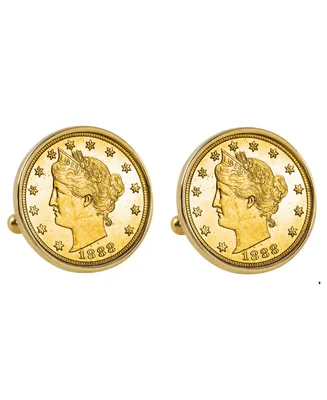 American Coin Treasures Gold-Layered 1800's Liberty Nickel Bezel Coin Cuff Links