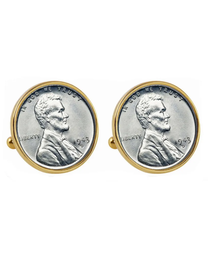 American Coin Treasures 1943 Lincoln Steel Penny Bezel Coin Cuff Links