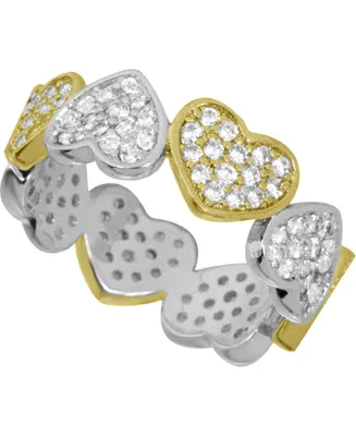 And Now This Cubic Zirconia Heart Ring in Silver- and Gold-Plate - Two
