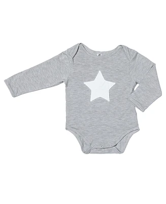 Earth Baby Outfitters Boys Rayon from Bamboo Embroidery Star Long Sleeve Bodysuit