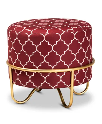Furniture Candice Glam Quatrefoil Upholstered Ottoman