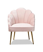 Furniture Cinzia Glam and Luxe Upholstered Seashell Shaped Accent Chair