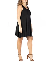 24seven Comfort Apparel Plus Fit and Flare Knee Length Tank Dress