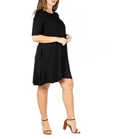 24seven Comfort Apparel Plus Knee Length Pocket T-shirt Dress