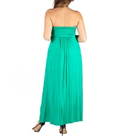 24seven Comfort Apparel Plus Strapless Maxi Dress