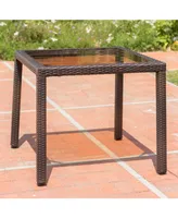 Noble House San Pico Outdoor Square Dining Table with Glass Top