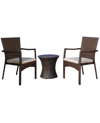 Noble House Wilmington Outdoors 3 Piece Stacking Chair Chat Set