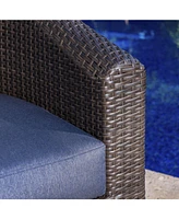 Noble House Darius Outdoor Framed Swivel Club Chair with Cushions