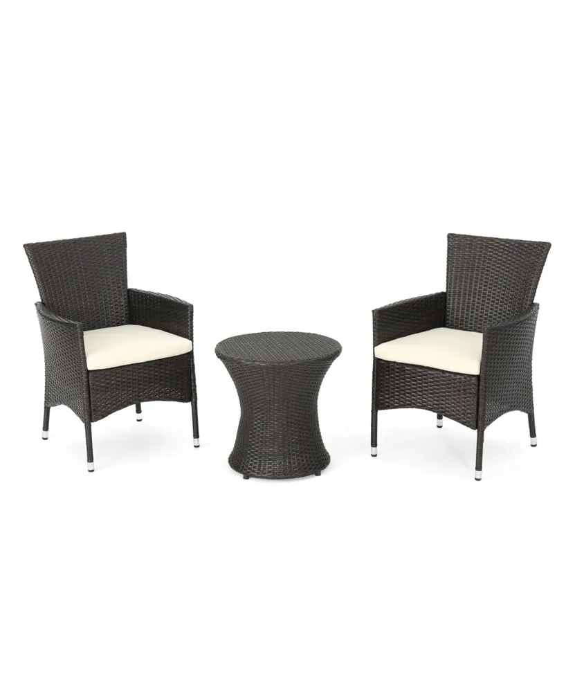 Noble House Polina Outdoor 3 Piece Chat Set