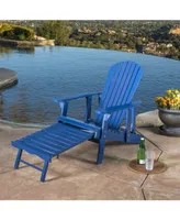 Noble House Hayle Outdoor Reclining Adirondack Chair with Footrest