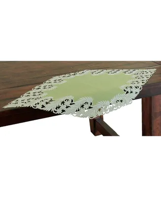 Xia Home Fashions Laurel Embroidered Cutwork Spring Table Runner, 16" x 34"